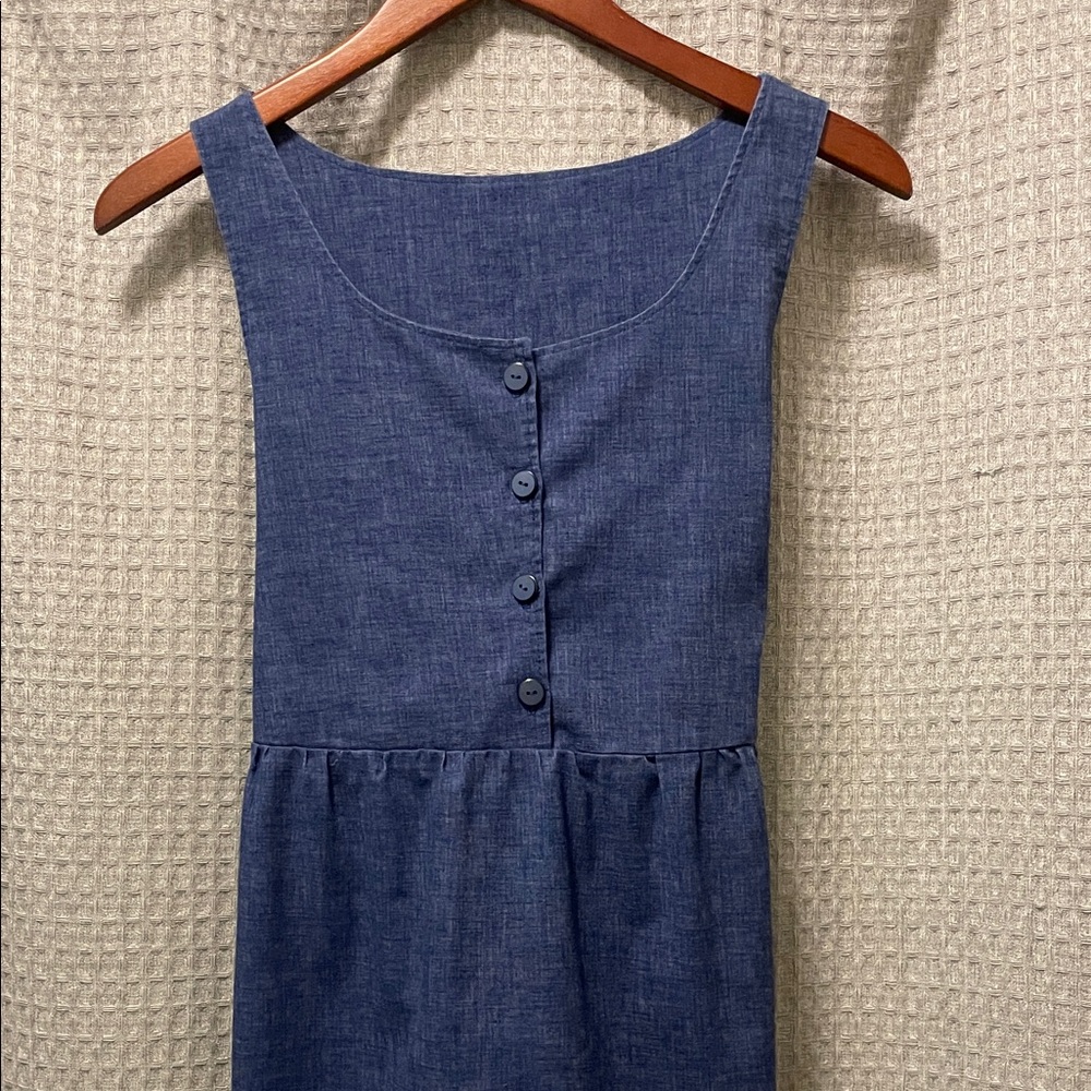 Handmade dress Blue Sleeveless Button-Front Dress